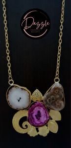 Ladies Paisley Leaf Gemstone Pendant Necklace