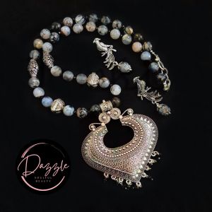 Ladies Silver Heart Pendant Necklace Ethnic, Festive, Boho Wear