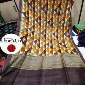 Womens Triangle Grid Tussar Silk Stole