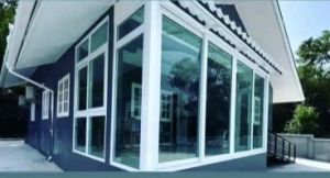 Polished Hinged UPVC Store Windows Designer