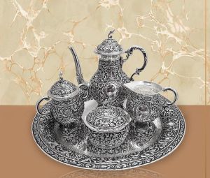 German Silver Glass Set for Drinking Use