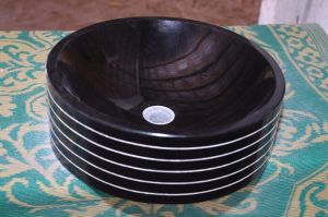 Polished Plain Black Granite Wash Basin Multisize Modern