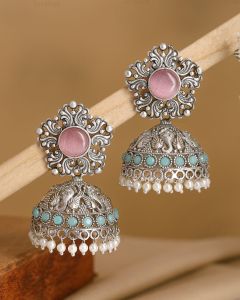 Polished Latest Jhumki Earnings, Color : Grey Antique