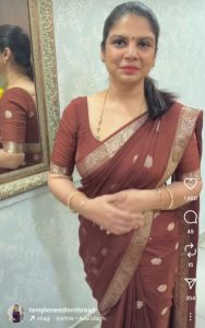 Plain Brown Khadi Silk Saree With Blouse Piece