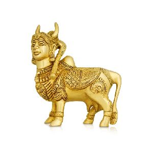 Polished Kamadhenu Idol - Brass Antiques, Color : Golden, Yellow