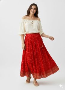 Women Ethnic and Modern Style Top and Skirt