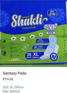 Cotton Jupiter Shakti Sanitary Pad 36pcs Regular for Day Use