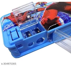 Plain Coated Plastic Geometry Box, Color : Blue for Student Use
