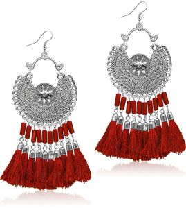 Metal Earrings, Color : Antique Silver Tone