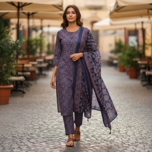 Cotton Dupatta Kurti Pant Set