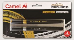 Camel Metallic Brush Pen, Shape : Round