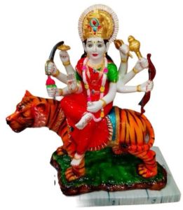 Polished Brass & Stone R986 Durga Mata Statue, Color : Multicolor