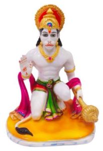 Carved Polished Stone Sitting Hanuman Statue, Color : Multicolor