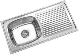 Single Bowl Kitchen Sink With Drainboard and Folded Edge