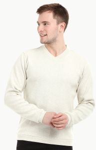 Men Knit Navajo White V-Neck Sweatshirt