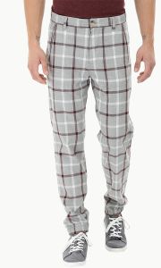 Men Lightweight Plaid Cuff Jogger Pants