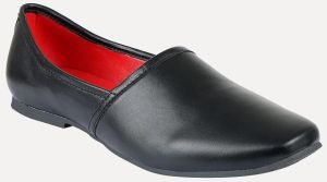 Mens Solid Black Faux Leather Juttis