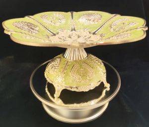 Blue Enamel Silver-Plated Fruit Platter