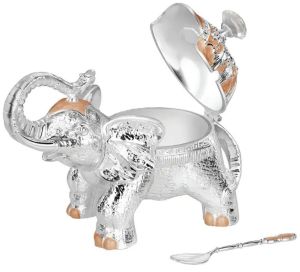 Elephant Sugar Pot Metal Peach for Storage