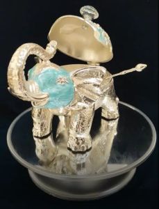 Elephant Sugar Pot Metal Sky Blue