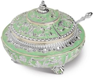 Enamel Sugar Pot Sea Green