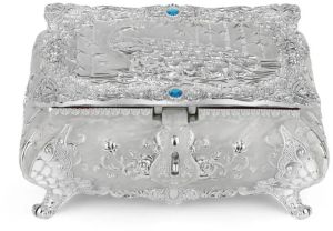 Peacock Enamel Box Small White