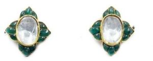 Classic Polki Stud Earring, Shape : Round