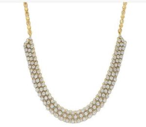 Elegant 3-Line Diamond Necklace in 14K Yellow Gold