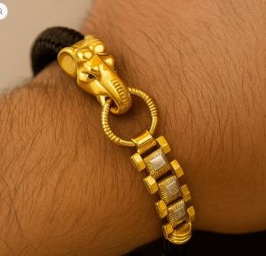 Gentlemen'S Draft Elegant Men&AMP;rsquo;S Gold Bracelet with Elephant Head