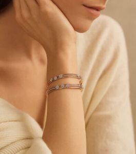 Glamorous 3.73 CT Diamond Bangles in Rose Gold