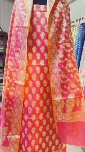 Beautiful Dual Shade Shimmer Silk Suit, Fit Type : Regular Fit