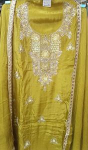 Mehndi Green Hand Embroidered Suits for Casual Or Semi-Formal Events
