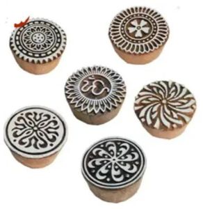 Hard Wood Hand Crafted Round Printing Block