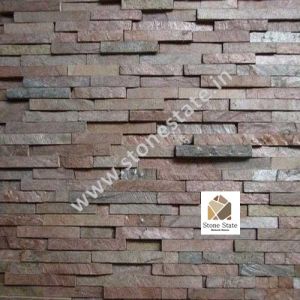 Non Polished Copper Natural Slate Stone Wall Cladding 15x60cm