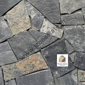 Non Polished Cultured Stone Wall Cladding, Color : Black Random Mix