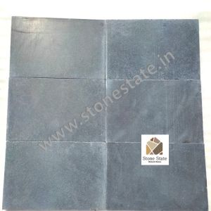 Half Honed Tumbled Brushed Black Limestone Slab