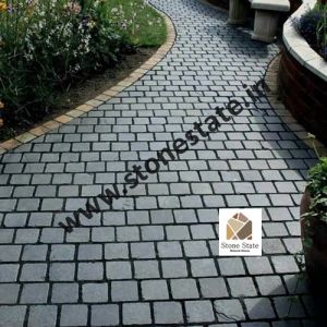 Non Polished Solid Indian Kadappa Black Limestone Cobble Stones