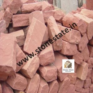 Non Polished Natural Red Sandstone Cobbles 10X10CM