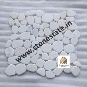 Natural Polished White Pebble Stone Mosaic Tile 12x12ft