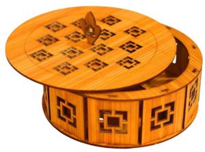 Laser Cut Wood Dry Fruit Basket 8*8 Inch
