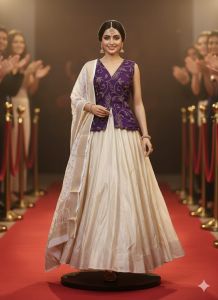 Golden Handwork Embroidery Premium Fendi Silk Fabric