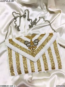 Unpolished Febric Own Brand Beaded Purse, Shape : Rectangular