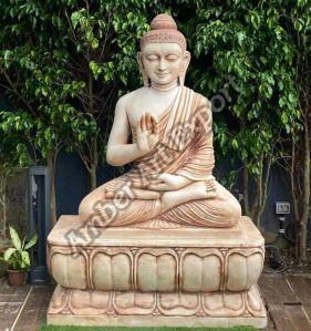 Polished Marble Sandstone Buddha Statue, Color : Creamy, White