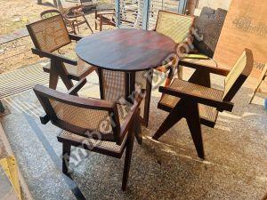 Solid Wood Polished Cane Dining Sets, Color : Natural