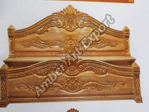 Plain Polished Carved Wooden Double Bed, Brand Name : Amber