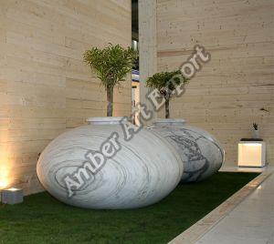Polished Fancy Marble Flower POT, Brand Name : Amber