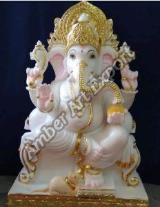 Marble Ganesh Idol Statue, Brand Name : Amber for Home Decor