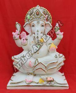 Polished Marble Lord Ganesha Stone Statue, Brand Name : Amber