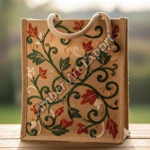 Printed Jute Carry Bag, Brand Name : Amber