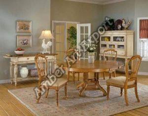 Round Wooden Dining Table Set Standard, Seating Capacity : 4